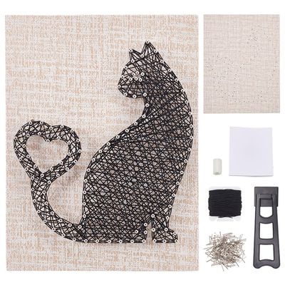 WEBEEDY DIY String Art Kit Cat Mitten Animal Craft Kit with Heart Pattern Creative Craft Kits for Adult Christmas Home Wall Table Decorations Gift