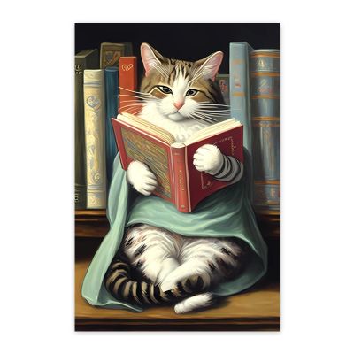 Worihut 5D Diamonds Painting Kits for Adults,?Cat Reading Book DIY Full Round Diamond Art Cross-Stitch Perfect for Hotel and Bar Decor Holiday Birthday Gifts 20x30 Inch