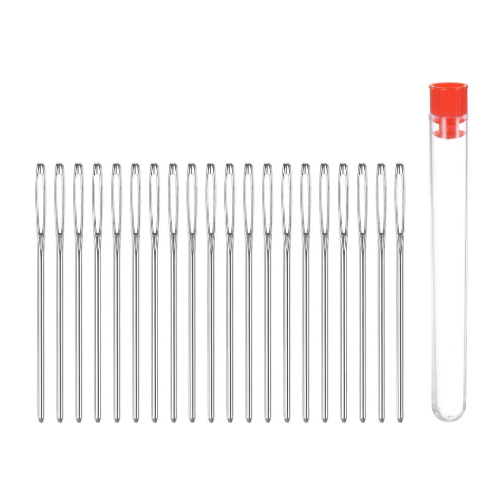 HARFINGTON 20pcs Large Eye Blunt Sewing Needles 2mm Dia Darning Needles Stainless Steel Tapestry Needles Yarn Knitting Needles with Storage Tube for Crocheting, Leather Working, 2.76Inch