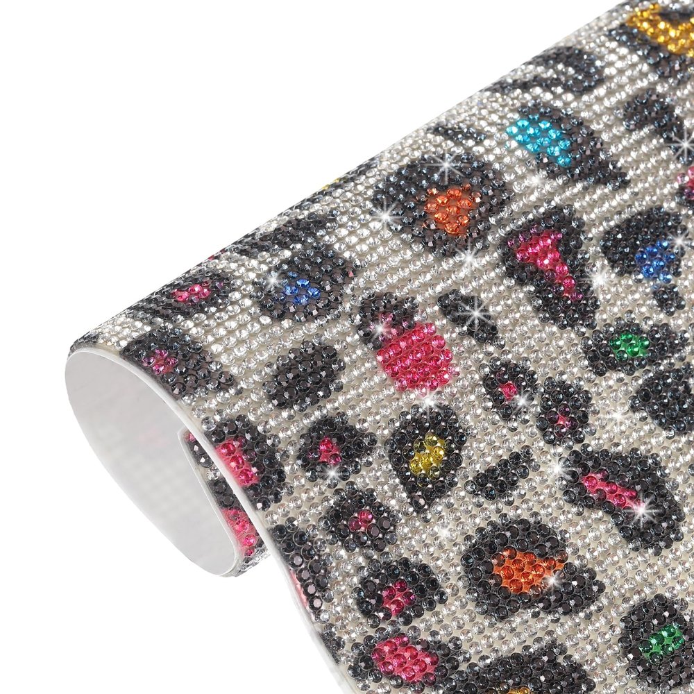 MECCANIXITY 12000 Pcs Bling Crystal Rhinestone Sheet Self-Adhesive Rhinestone Diamond Gems Sticker 9.44x7.87 for DIY Car Decoration Sticker Phone Clothing DIY Craft Rainbow Black White