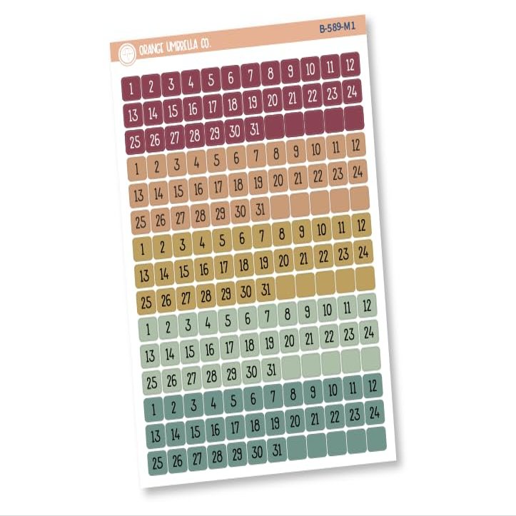 Date Dots - 5 Months Planner Stickers | Square F16 Print | B-589-M1