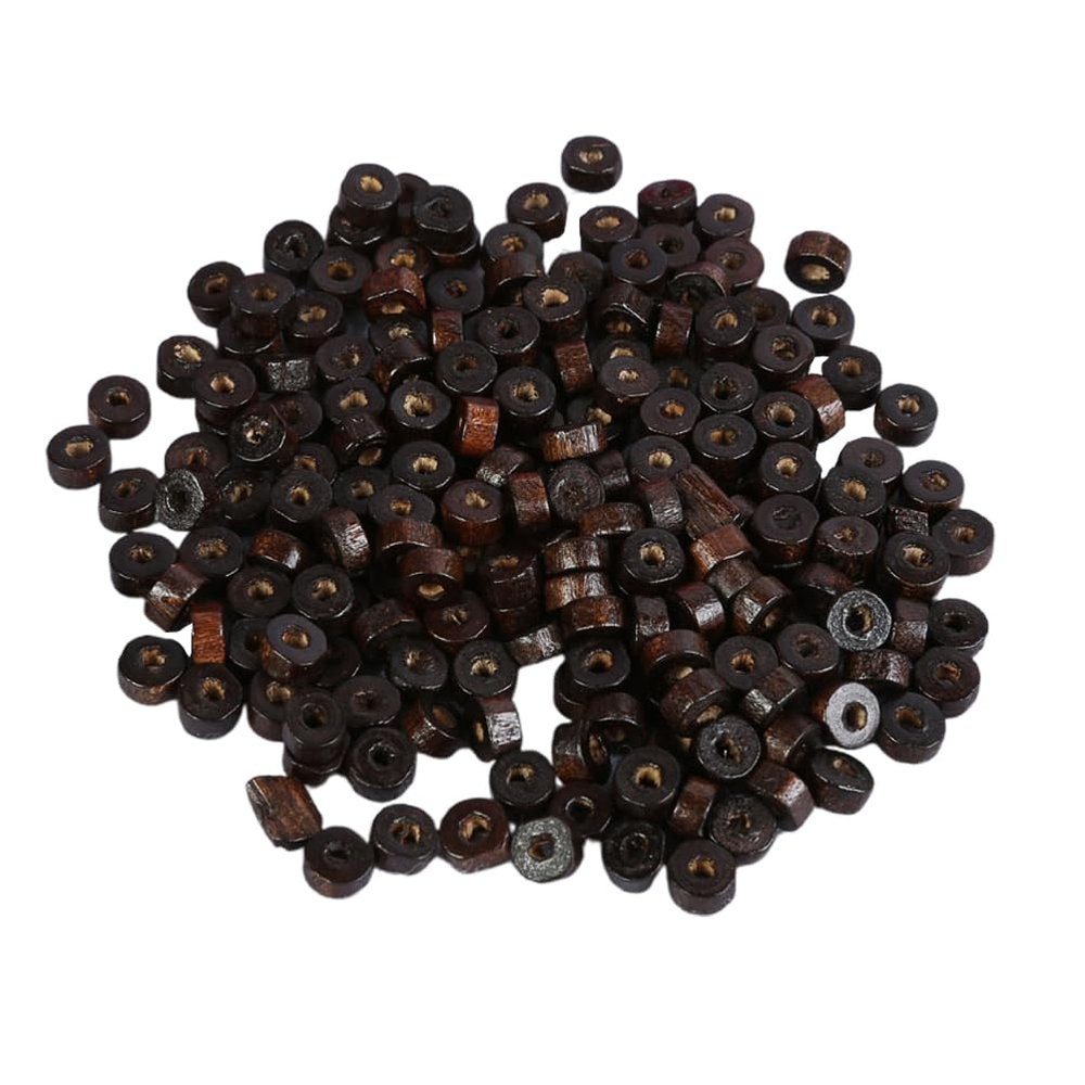 TEHAUX 500pcs Coffee Wooden Spacer Beads 8mm for DIY Jewelry Making, Flat Round Wood Beads with Hole for Bracelets, Necklaces, and Craft Projects