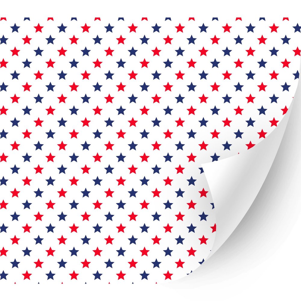 HTV4U Glossy American Theme Patterned Adhesive Vinyl (Red and Blue Stars Small, 13.5" x 3 Yards) - Colorful Vinyl, Easy Stick & Peel Printed Patterns for DIY