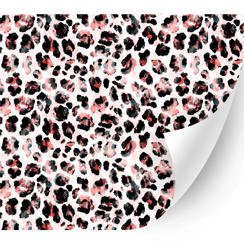 HTV4U Animal Patterned Adhesive Vinyl (Black Pink Leopard, 11" x 5 Yards) - Glass, Window Decoration Decal Stickers, Craft Idea, Die Cutter Machine