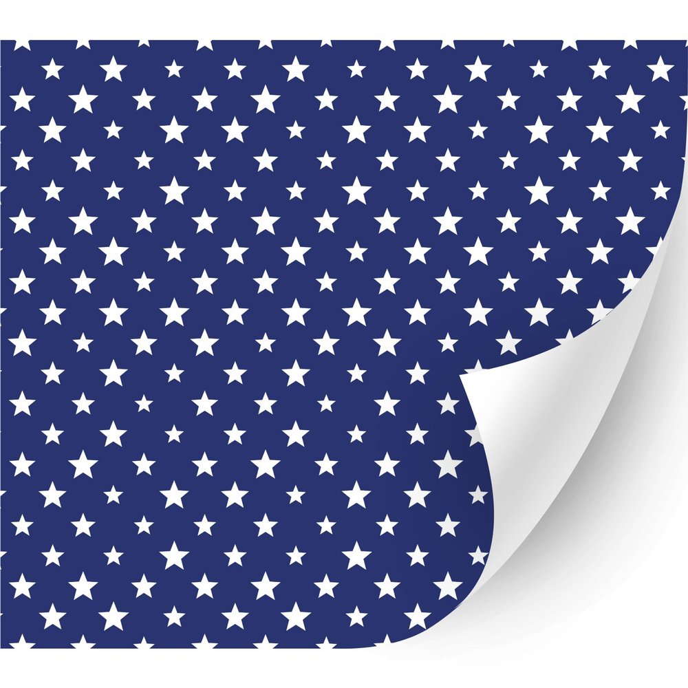 HTV4U Glossy American Theme Patterned Adhesive Vinyl (White Stars on Blue, 13.5" x 1 Yard) - Cup, Mug Design, Car Decal Sticker, Outdoor DIY, Scrapbooking