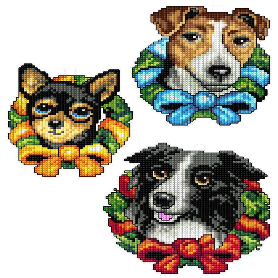 Counted Cross-Stitch Kit on Plastic Canvas with Christmas Animals. 3 Splendid Scenes Different Dimensions 158CS. Plastic Canvas Sheets. Wonderful for Embroidery & Craft Amateurs