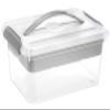 Yesland Portable Craft Storage Box with Removable Tray and Handle, 16x11x6.5 Inch Plastic Art Supply Organizer Container for Stationery, Sewing, Jewelry - Grey view 1