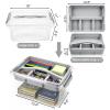 Yesland Portable Craft Storage Box with Removable Tray and Handle, 16x11x6.5 Inch Plastic Art Supply Organizer Container for Stationery, Sewing, Jewelry - Grey view 2