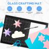 15.6 X 10.1 In Glass Cutting Mat with Protective Pink Carrying Case Compact Size Cutting Board with Measuring Grid and Palette for Paint, Mix media Ink Card Making -Art and craft Work Station view 3