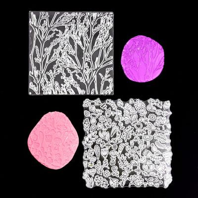 CoolDIY Polymer Clay Floral Texture Stamp Sheets for Clay Jewelry and Earrings Making - Set of 2 Unique Patterns Premium Silicone (Group 5)