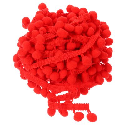 uxcell 10 Yards Pom Pom Ball Fringe Trim, Ribbon Sewing Accessory DIY Crafts for Home Curtain Clothes Pillow Decoration (12mm, Red)