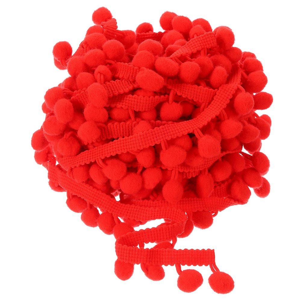 uxcell 10 Yards Pom Pom Ball Fringe Trim, Ribbon Sewing Accessory DIY Crafts for Home Curtain Clothes Pillow Decoration (12mm, Red)