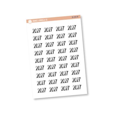 2027 Year Mini Script Planner Stickers | F2 | B-258-B (Black)