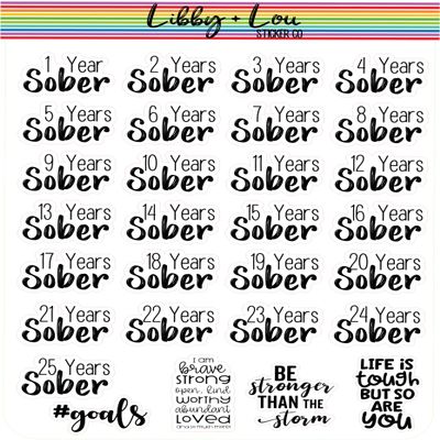 Sobriety Counter 1-25 Years Planner Sticker | Libby and Lou Sticker Co