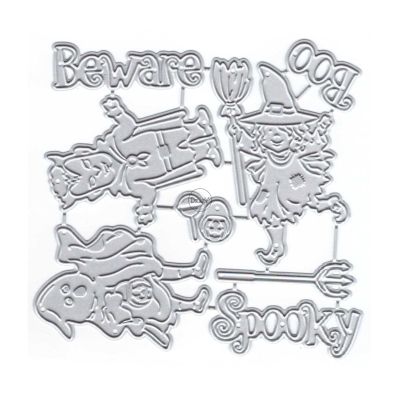 DzIxY Halloween Ghost Spooky Metal Cutting Dies for Card Making Kit Embossing Paper Die Cuts Scrapbook Machine Stencils Storage Pockets Supplies