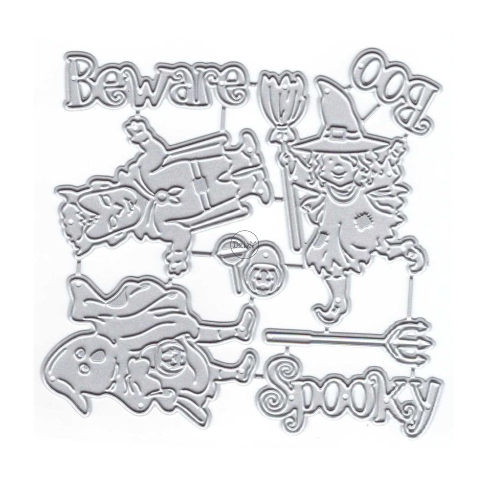 DzIxY Halloween Ghost Spooky Metal Cutting Dies for Card Making Kit Embossing Paper Die Cuts Scrapbook Machine Stencils Storage Pockets Supplies