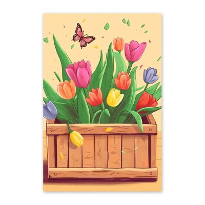 NSUAJOF Butterfly Tulip Diamond Painting Kits Elegant Art Painting 5D DIY Full Round Drill Adults Beginners, Personalized Gifts for Family Friends Home Wall Decor 20x30 Inch
