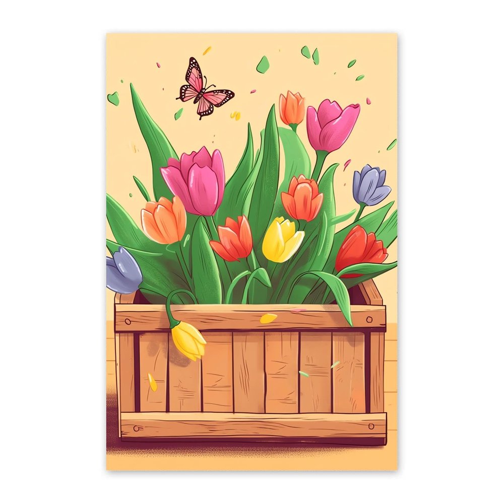NSUAJOF Butterfly Tulip Diamond Painting Kits Elegant Art Painting 5D DIY Full Round Drill Adults Beginners, Personalized Gifts for Family Friends Home Wall Decor 20x30 Inch