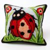 Latch Hook Pillowcase Kits Ladybird & Flowers Latch Hook kit Pillow Cover Throw Pillow Embroidery Craft Kits for Beginner DIY Latch Hook Rug Kit with Printed Canvas Christmas Decoration 43x43cm(l83) view 1