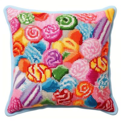Latch Hook Pillowcase Kits Color Cartoon Lolli Latch Hook kit Pillow Cover Throw Pillow Embroidery Craft Kits for Beginner DIY Latch Hook Rug Kit with Printed Canvas Christmas Decoration 43x43cm(l51)