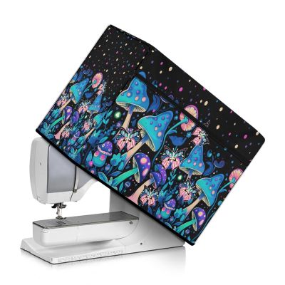 Kathyboom Colorful Mushroom Sewing Machine Cover with Convenient Pockets Side Rope for Sewing Accessories, Fit Most Standard Sewing Machine