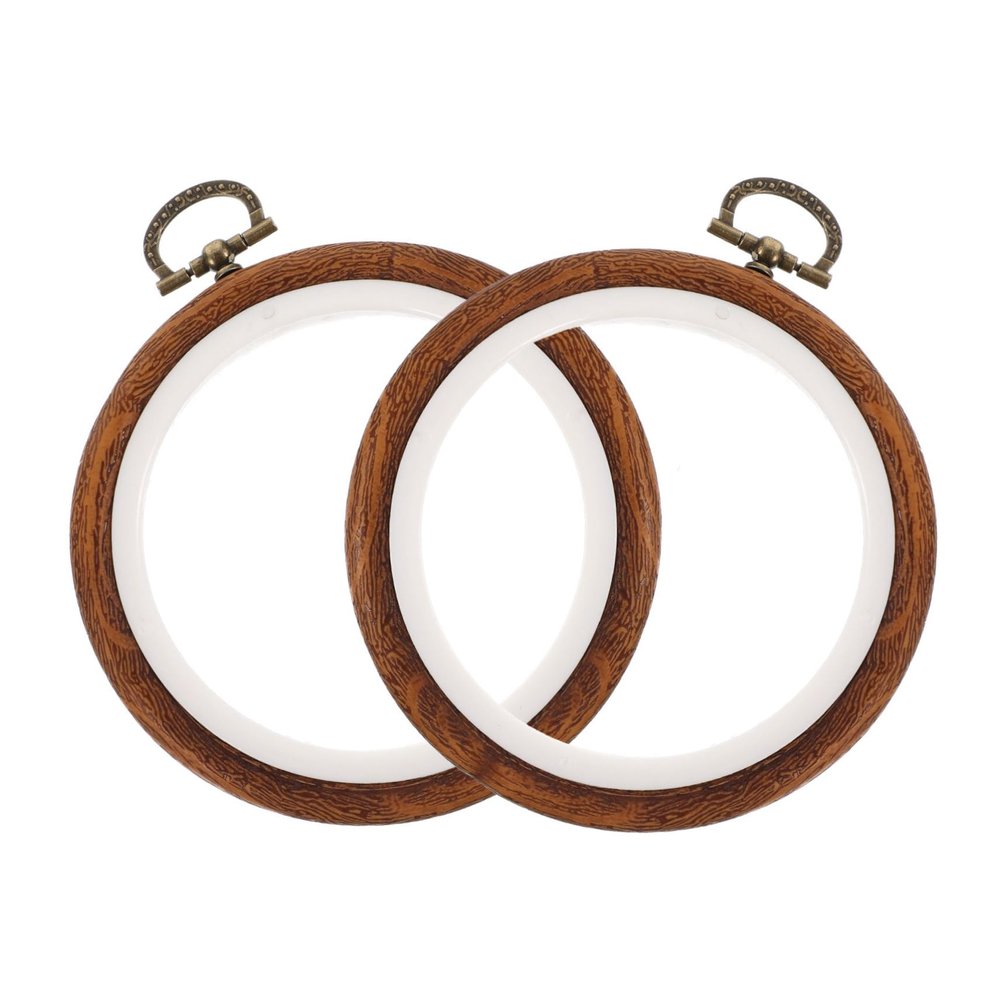 Lurrose 2pcs Imitation Wood Embroidery for Cross Stitching Needlework DIY Craft Projects Rings for Quilting and Home Decoration