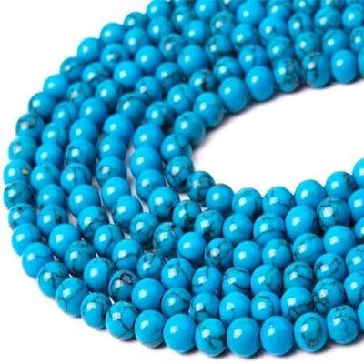 Zenkeeper About 180 Pcs Blue Turquoise Beads for Jewelry Making 4 MM Blue Turquoise Gemstones Loose Stone Beads