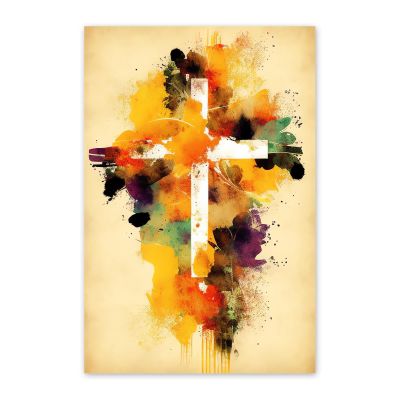 NSUAJOF Splash Ink Cross Diamond Painting Kits Christian Art Painting 5D DIY Full Round Drill Adults Beginners, Personalized Gifts for Family Friends Home Wall Decor 12x18 Inch
