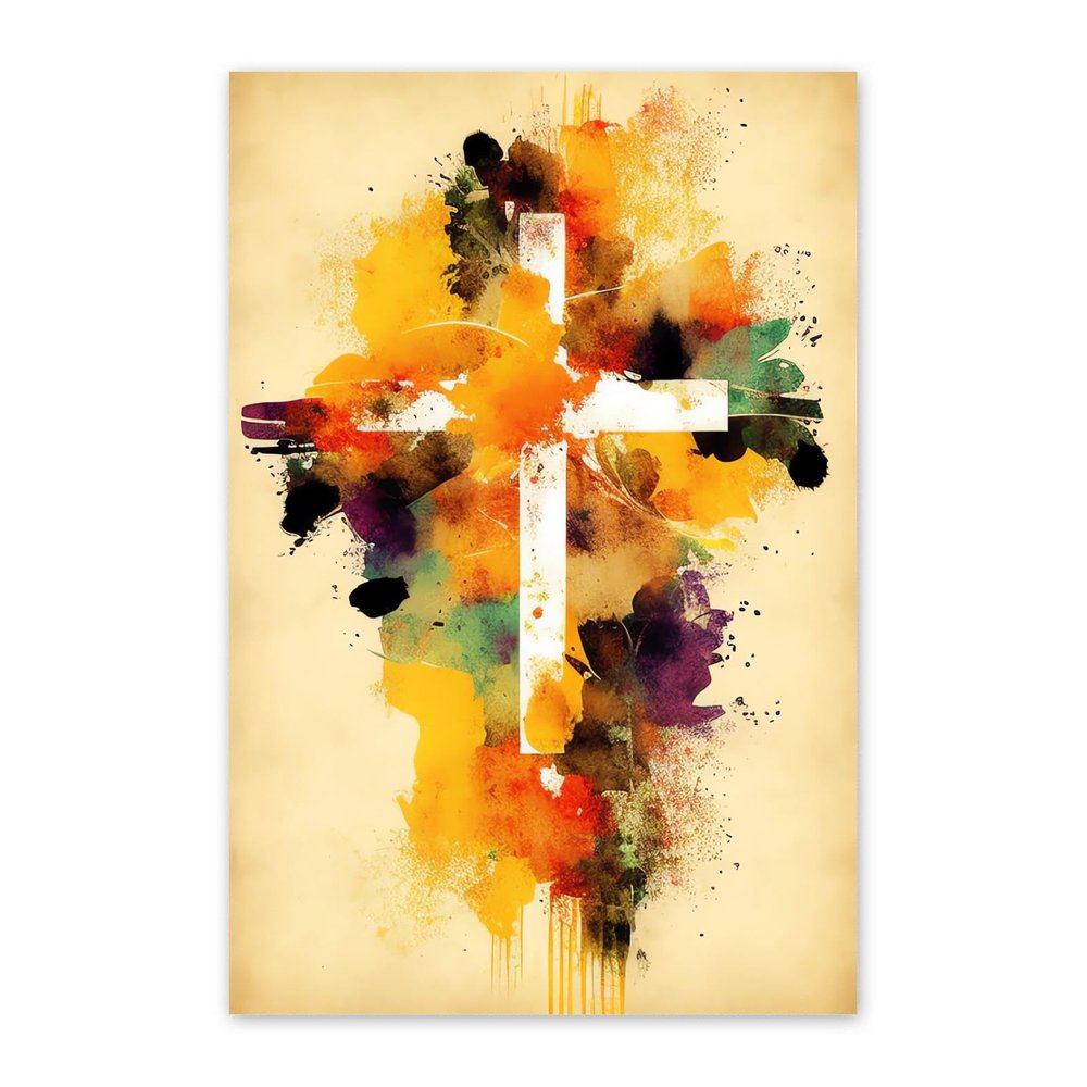 NSUAJOF Splash Ink Cross Diamond Painting Kits Christian Art Painting 5D DIY Full Round Drill Adults Beginners, Personalized Gifts for Family Friends Home Wall Decor 12x18 Inch