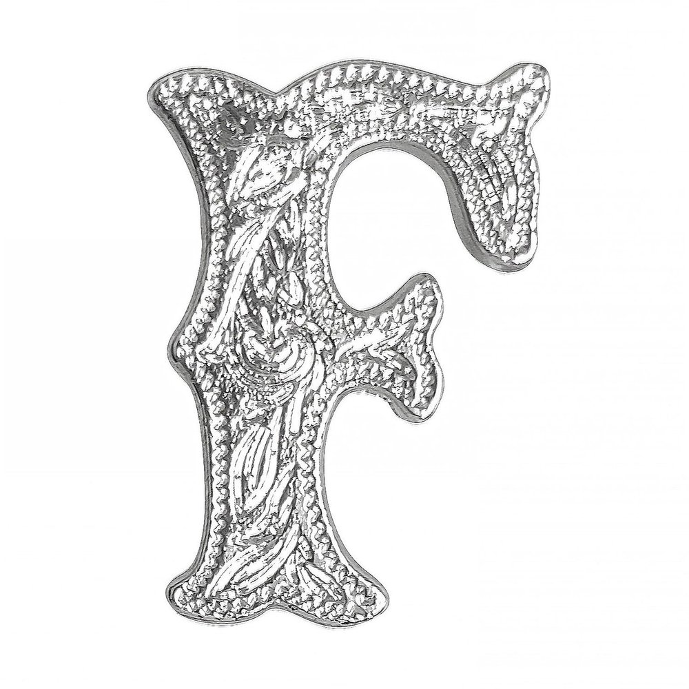 Alphabet Letter F Shiny Silver Screw Back Concho 1339-06