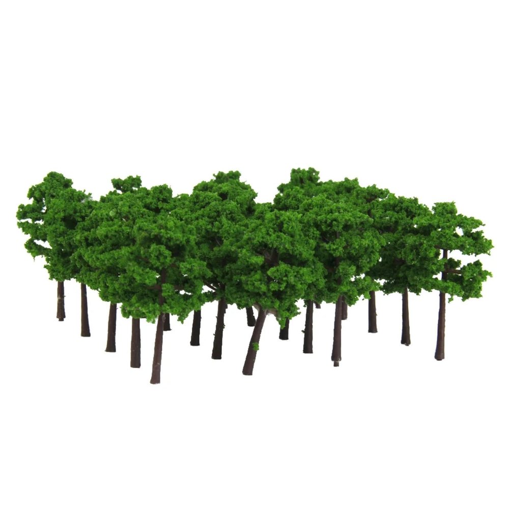 MANGOUSONG Miniature Trees,40Pcs Plastic Model Trees Train Railroad Scenery Dark Green 1:250 Z Scale