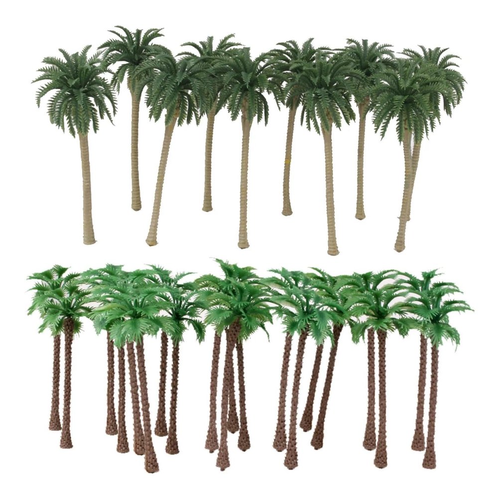 MANGOUSONG Miniature Trees,40Pcs Model Coconut Palm Tree Scenery for Train Railway Architecture Building Layout
