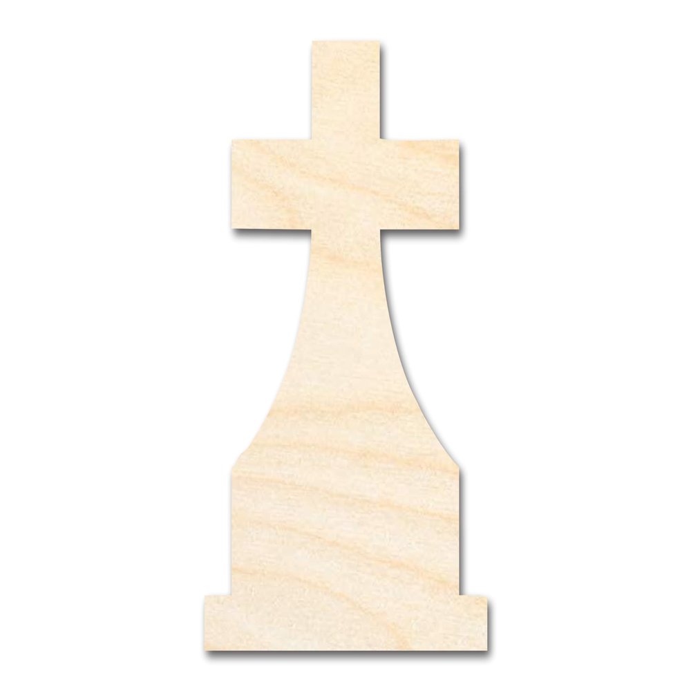 Unfinished Wood Tombstone Cross Shape | Craft Cutout | up to 46" DIY 12" / 1/8"