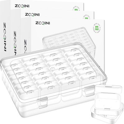 ZOQINI Bead Organizer Box, 84Pcs Small Clear Plastic Storage Containers, 3 Large Craft Organizer Boxes, 3 Sheets Label, Mini Parts Storage Solution for Beading Jewelry Making Diamond Arts Screws Seeds
