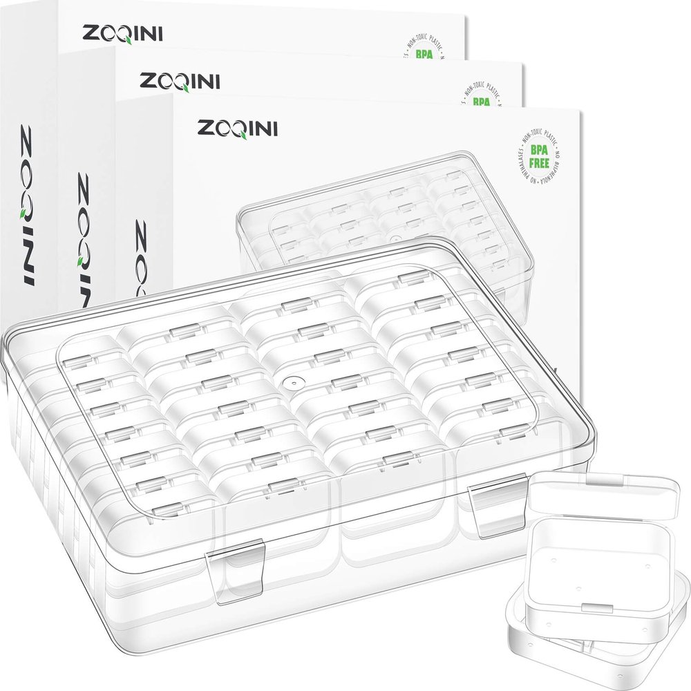 ZOQINI Bead Organizer Box, 84Pcs Small Clear Plastic Storage Containers, 3 Large Craft Organizer Boxes, 3 Sheets Label, Mini Parts Storage Solution for Beading Jewelry Making Diamond Arts Screws Seeds