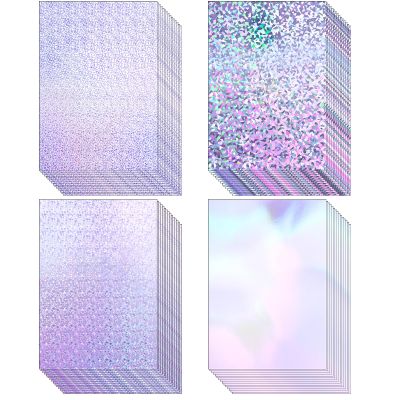 Kosiz 100 Sheets Metallic Holographic Card Stock Shiny Glitter Cardstock Iridescent Mirror Paper 8.5 x 11'' 250 GSM Thick Mixed Color Foil Paper for Scrapbook Letter Poster Craft(Purple)