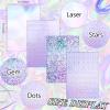 Kosiz 100 Sheets Metallic Holographic Card Stock Shiny Glitter Cardstock Iridescent Mirror Paper 8.5 x 11'' 250 GSM Thick Mixed Color Foil Paper for Scrapbook Letter Poster Craft(Purple) view 2