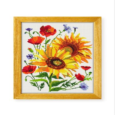 Awesome Pattern Studio Sunflower Papaver Centaurea Flowers DS978, Diamond Painting Kit, Diamond Art Kits for Adults, Full Drill 5D Diamond Dots Kits. All Items Included.