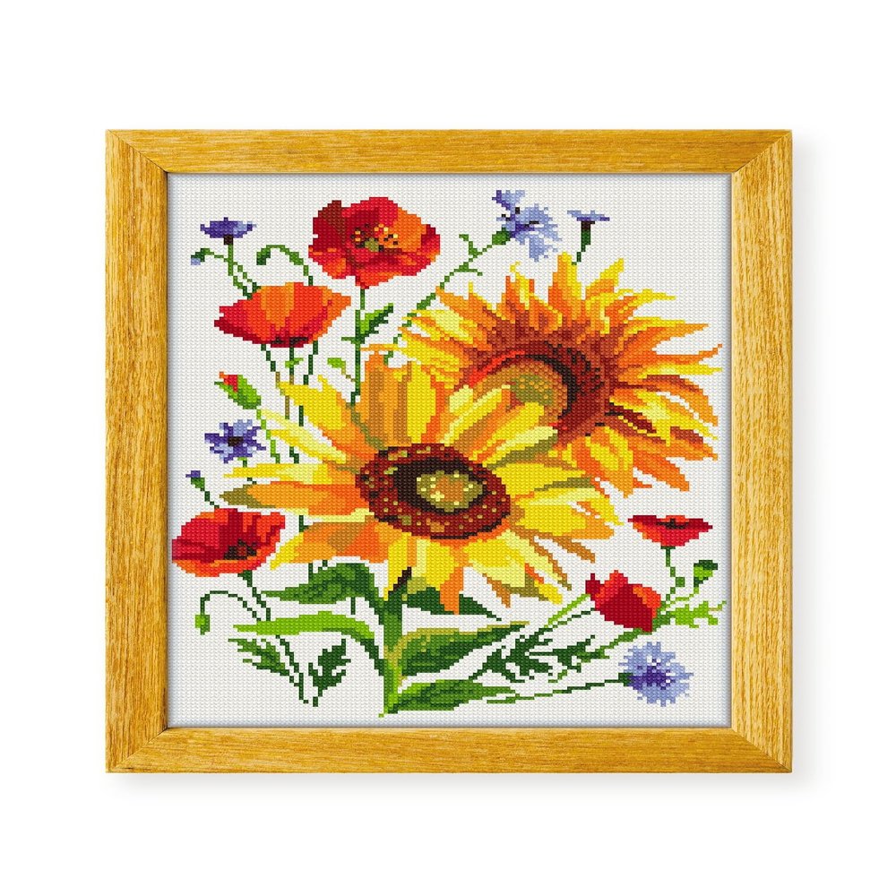 Awesome Pattern Studio Sunflower Papaver Centaurea Flowers DS978, Diamond Painting Kit, Diamond Art Kits for Adults, Full Drill 5D Diamond Dots Kits. All Items Included.