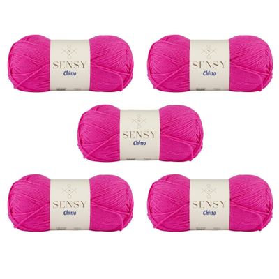 5 Skeins of Sensy Chino Soft Cotton Yarn, Soft Baby Cotton Yarn, Amigurumi Yarn, 3.5 oz, 360 Yards, Gauge 2 Fine (Fuchsia)