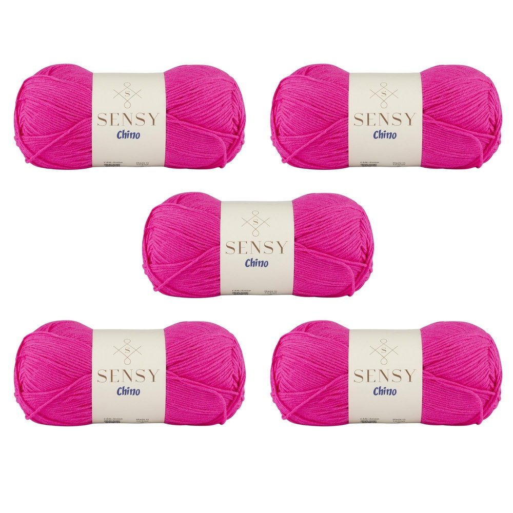5 Skeins of Sensy Chino Soft Cotton Yarn, Soft Baby Cotton Yarn, Amigurumi Yarn, 3.5 oz, 360 Yards, Gauge 2 Fine (Fuchsia)