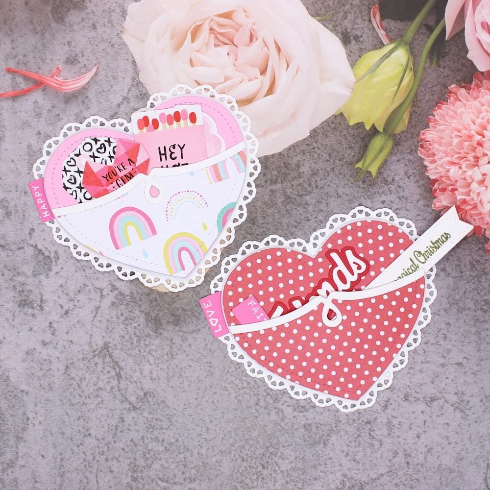 Metal Cutting Dies Stencils,10.7x9.1cm Heart Border Jeans Pocket Metal Cutting Dies Stencils Scrapbooking Album Cards Making Decor