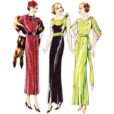1930s Sewing Pattern, Womens Two Dresses & Evening Dress- Bust: 36 (91.5cm)