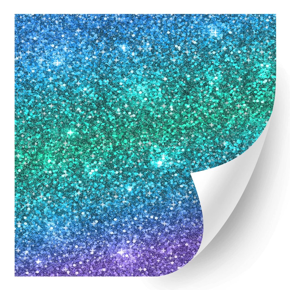 HTV4U Glitter Ombre Patterned Heat Transfer Vinyl (20A, 12" x 5 Yards) - Rainbow Colorful Printed Heat Press Paper, Iron on Vinyl, Graphic Design DIY