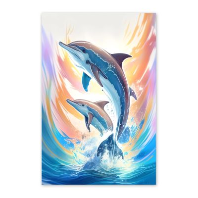 NSUAJOF Colorful Dolphin Diamond Painting Kits Animal Art Painting 5D DIY Full Round Drill Adults Beginners, Personalized Gifts for Family Friends Home Wall Decor 16x24 Inch