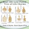 Beebeecraft 1 Box 24Pcs 4Styles Tree of Life Charms 18K Gold Plated Hollow Flat Round Pentagram Rectangle Heart Shape Charms Pendant with Jump Ring for DIY Making Crafts Necklace Bracelet Hole 3mm view 2