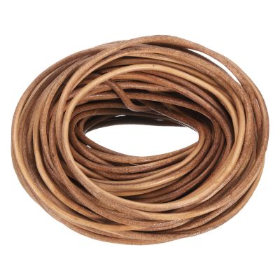 uxcell 20 Yards 3mm Round Leather Cord Lacing String for DIY Crafts Pure Brown