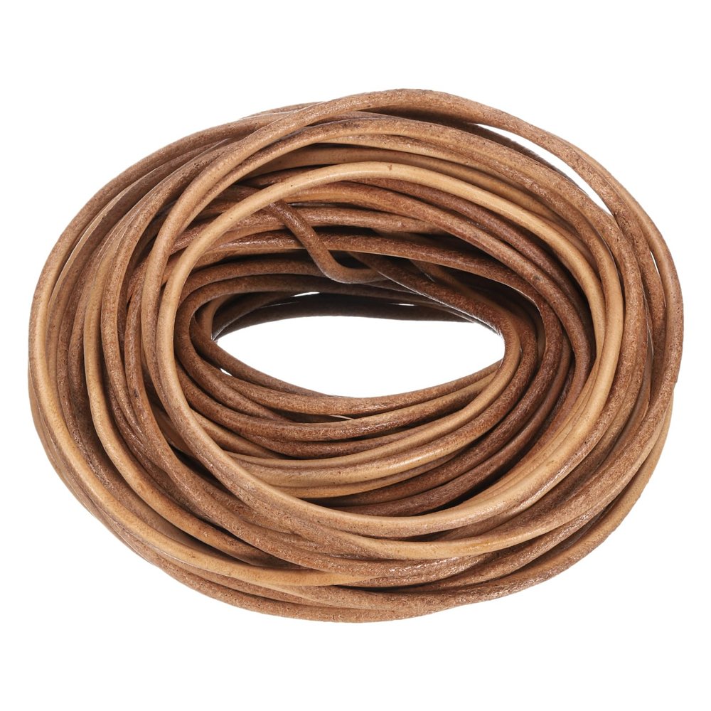 uxcell 20 Yards 3mm Round Leather Cord Lacing String for DIY Crafts Pure Brown