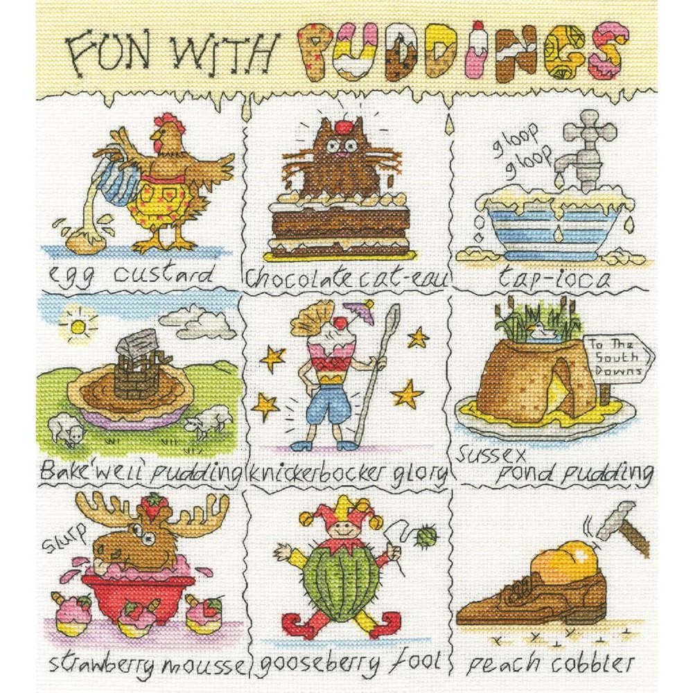 Bothy Threads Counted Cross Stitch Kit Craft Kits - Fun with Puddings