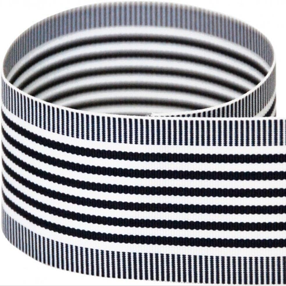 Navy Vertigo Taffy Stripe Grosgrain Ribbon - Color: Navy Vertigo Striped - Choose Your Length & Width - Made in The United States (Navy - 1 1/2" - 50 Yards)